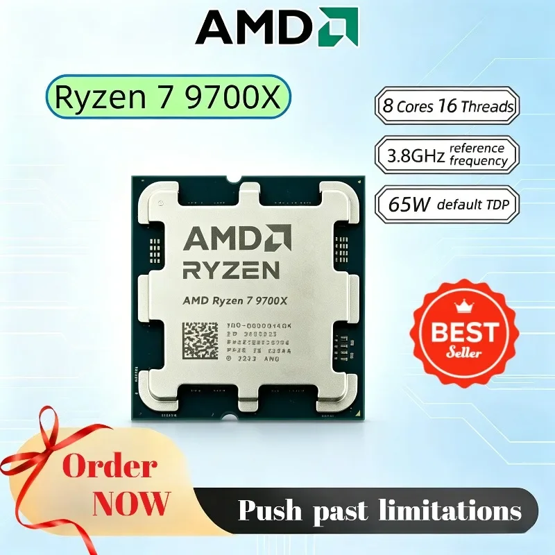 

100% Brand New AMD Ryzen 7 9700X 8-Core 16-Thread 4NM L3=32M 3.8GHz Processor 65W DDR5 Socket AM5 R7 9700X but without fan