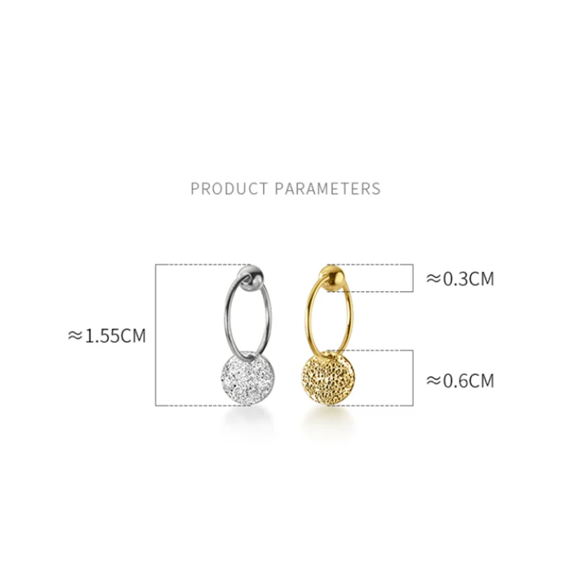 KAMIRA 925 Sterling Silver Geometric Round Sequined Frosted Bead Piercing Hoop Earrings for Women Party Gentle Fashion Jewelry