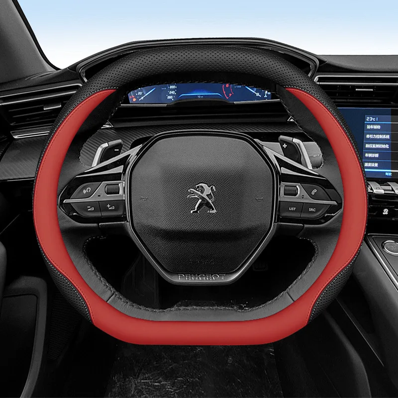 

Универсальный кожаный чехол на руль автомобиля 36 см для Peugeot 408X, 308, 301, 508, 3008-всесезонный защитный рукав