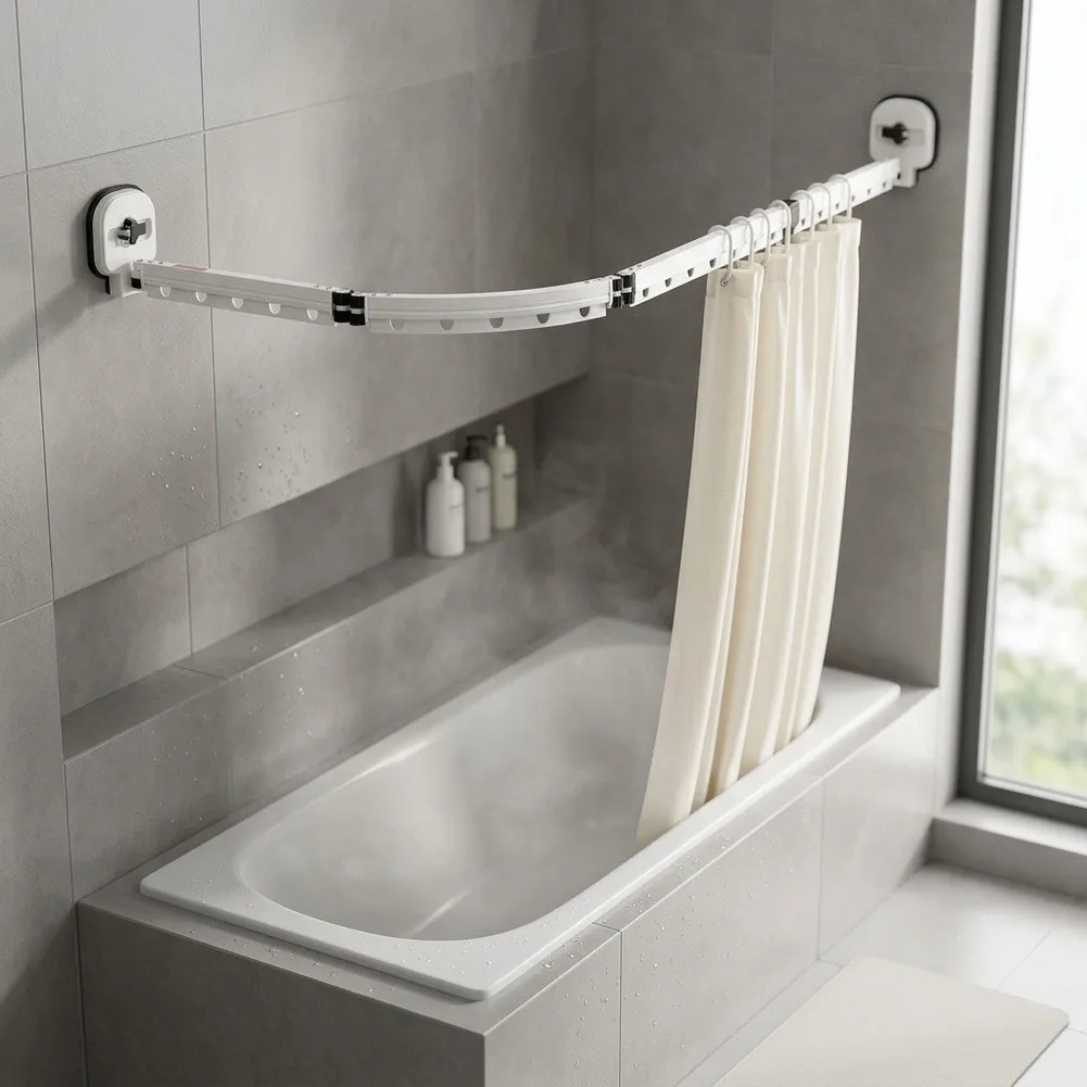 Portable Shower Divider Suction Shower Rod For Temporary Shower Area Strong Suction Grip Waterproof Construction