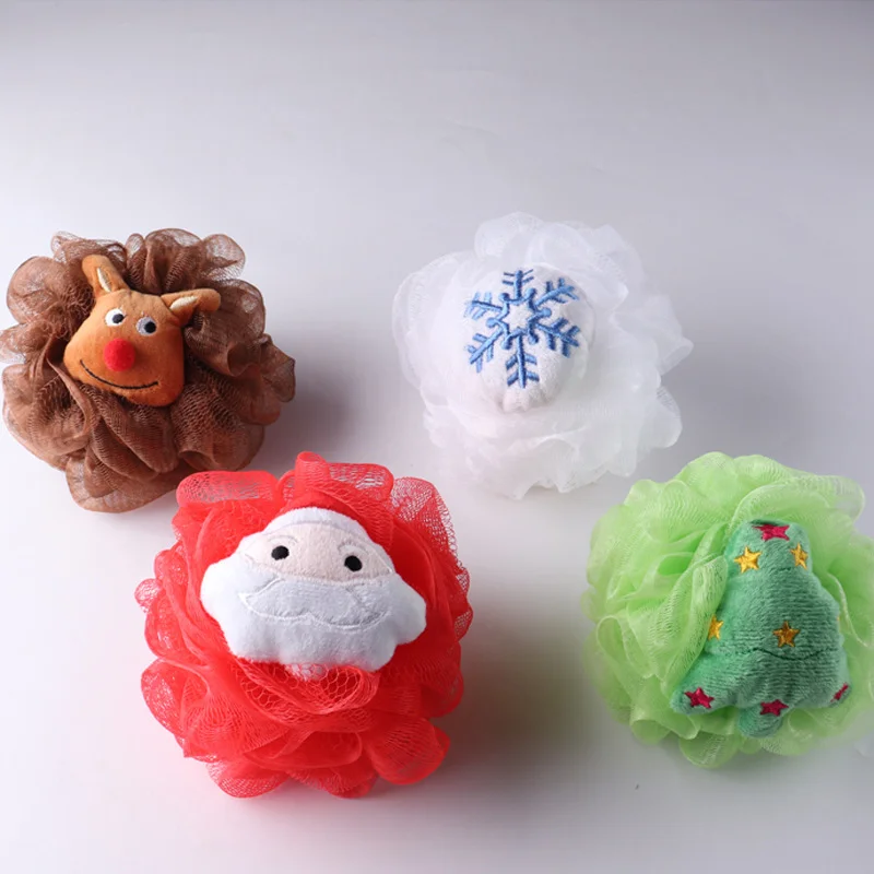 2PCS Christmas Series Bath Ball doll Lovely Bath Ball Bath Flower colorful Holiday Gift Bath Bath Scrub