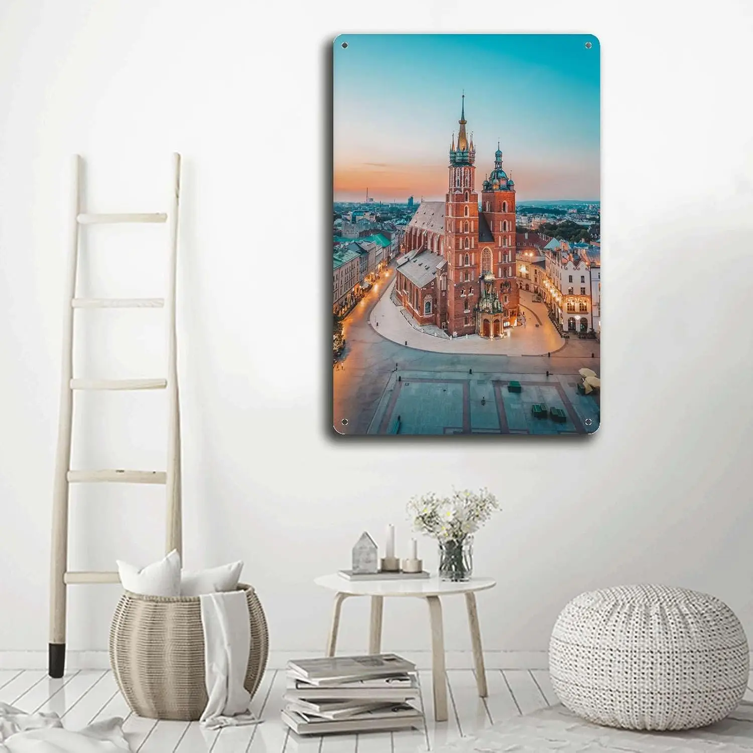 Metal SignsKrakow Color Krakow Wall Art Krakow Wall Decor Krakow Travel Products Suitable for Home Cafe Office Shop Bar Club Dec