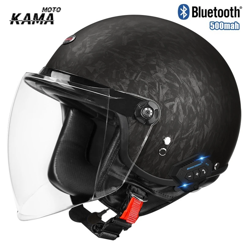 

AD Retro Motorcycle Helmets with Visor Leather Helmet for Man Electric Motorbike Vintage Protected Motor Safety Cap Casco Moto