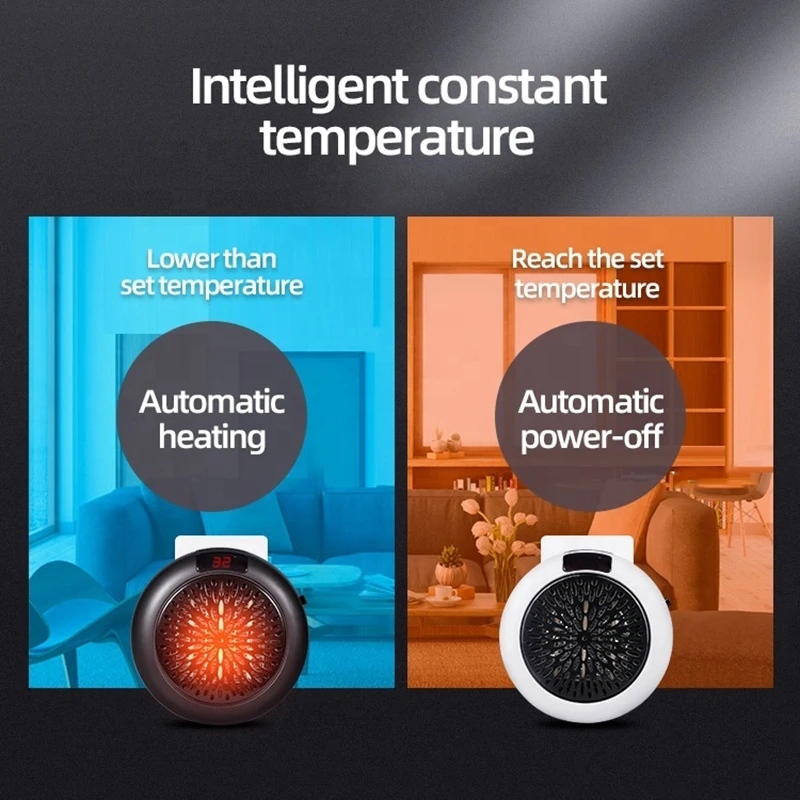 Electric Heater Portable Ptc Ceramic Hot Air Fan Household Desktop Wall Mounted Round Home Mini Appliances Winter Heater