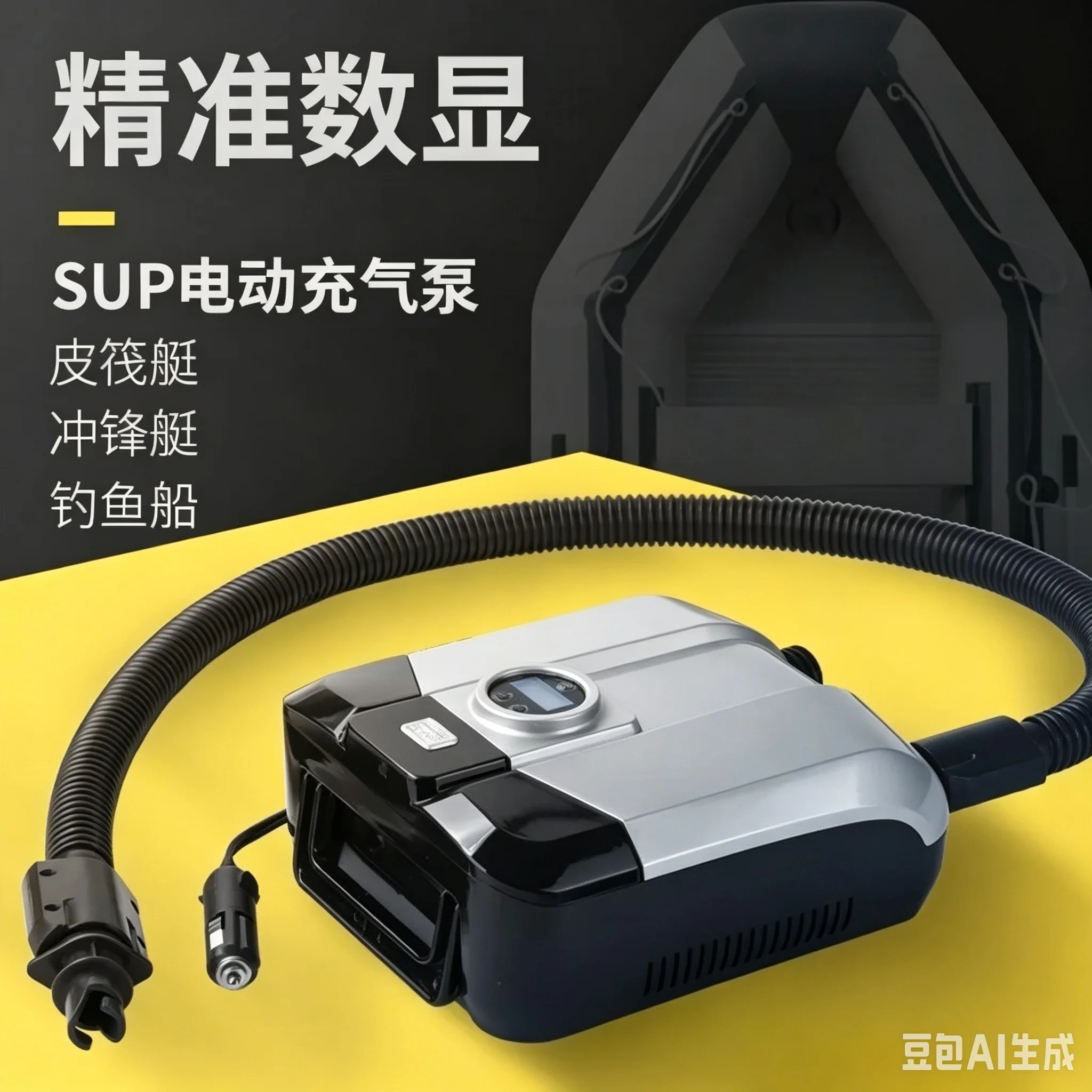 Kayak Assault Boat Portable  Electric Air Pump 12V Inflatable Boat Rubber Boat Charging Air Pump