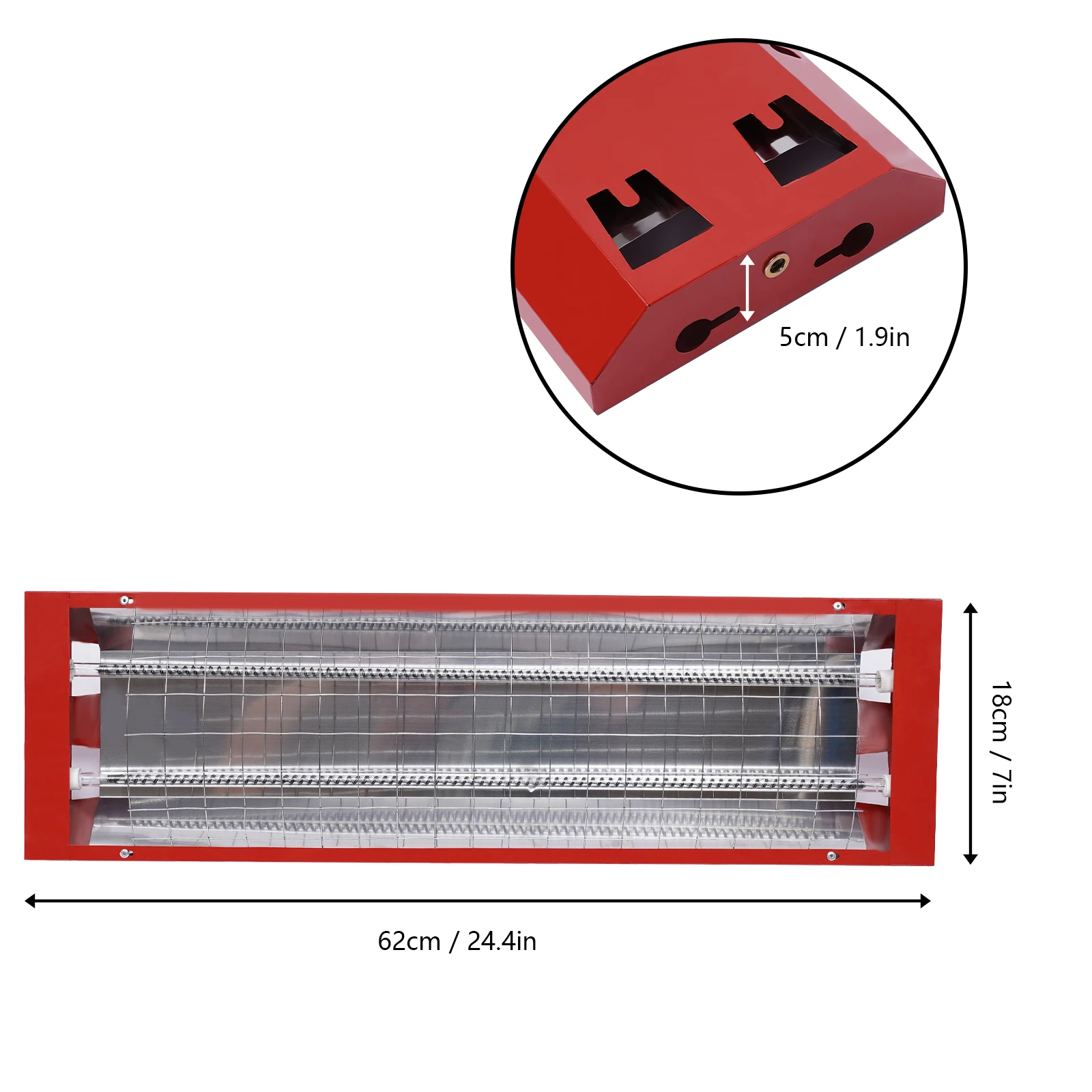 2pcs 2000W Spray Baking Booth Infrared Paint Curing Lamp Red Light Auto Heating Dryer