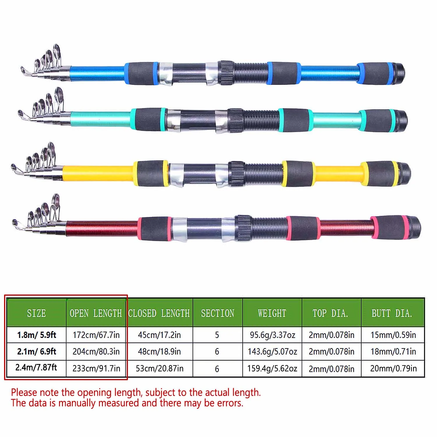 سانتا كينغ 1.8 متر 2.1 متر 2.4 متر تلسكوبي الصيد رود المحمولة الغزل الصيد قضبان أقطاب الصيد #4