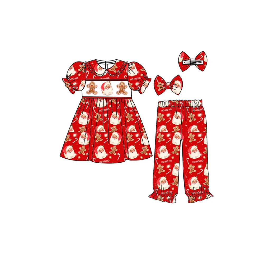 Christmas Boutique Children's Pajama Set Santa Candy Cookies Print Long Sleeve Girls Boys Pajama Outfits