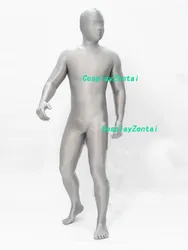 Shiny Bright Light Gray High Quality Spandex Zentai Bodysuits Halloween costumes Woman/Men Zentai Catsuit