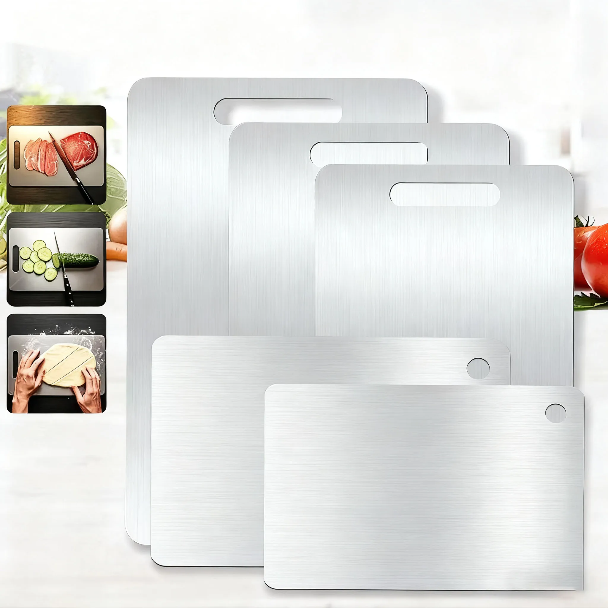 

2025 New Stainless steel cutting board, heavy-duty double-sided cutting board, suitable for meat, vegetables, fruits, durable