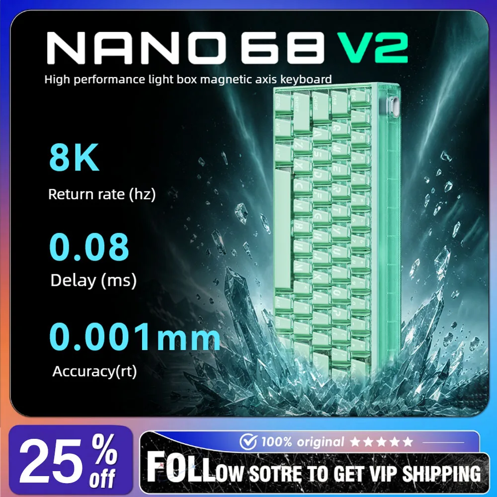 Madlions NANO68V2 Wired Single Mode Magnetic Switch Keyboard RGB Hot Swappable E-sports Gamer Business Office Keyboard
