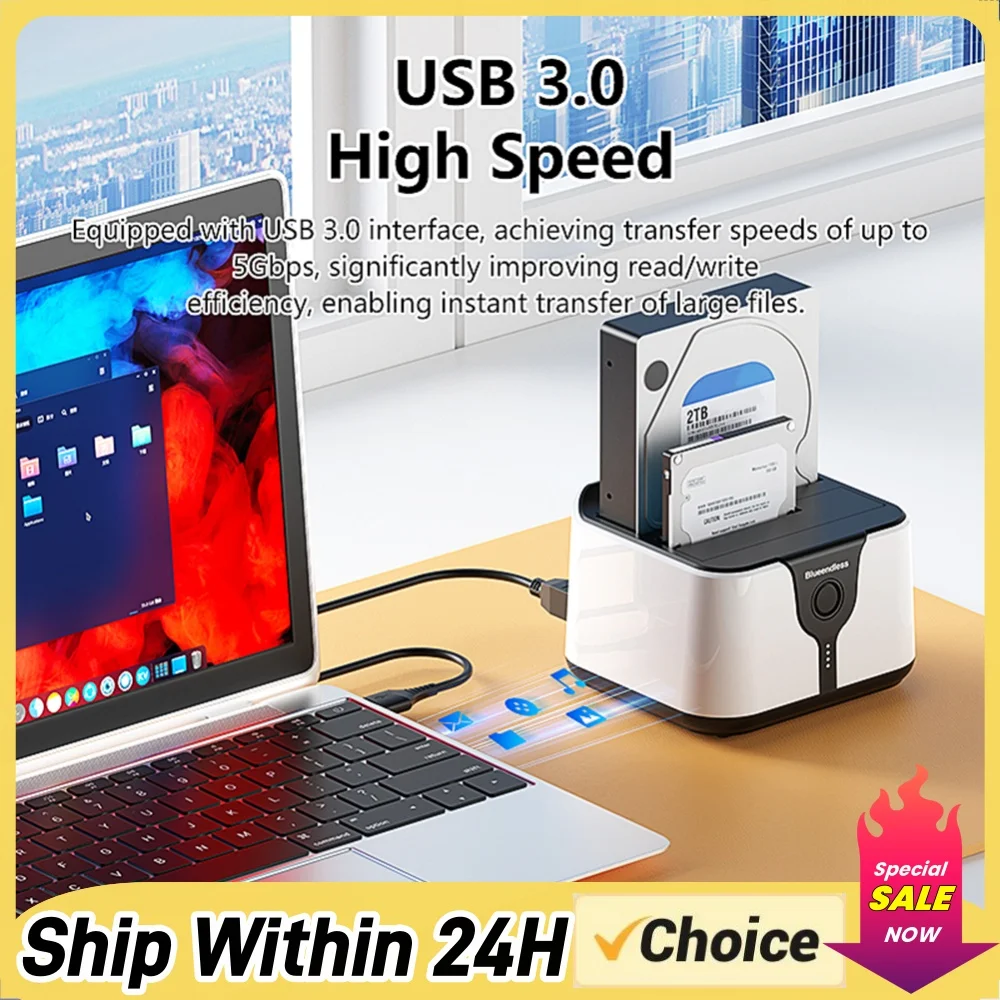 USB 3.0 To SATA Dual Bay External Hard Drive Docking Station Support Offline Clone SATA 2.5& 3.5inch Hard Drive Docking Station