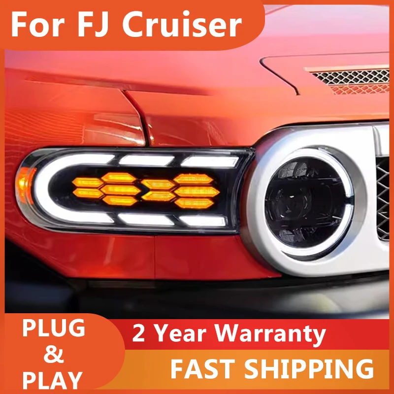 

Автомобильные аксессуары для фар Toyota FJ Cruiser 2007-2020 FJ Cruiser, фары DRL, указатель поворота, ближний свет, линза проектора