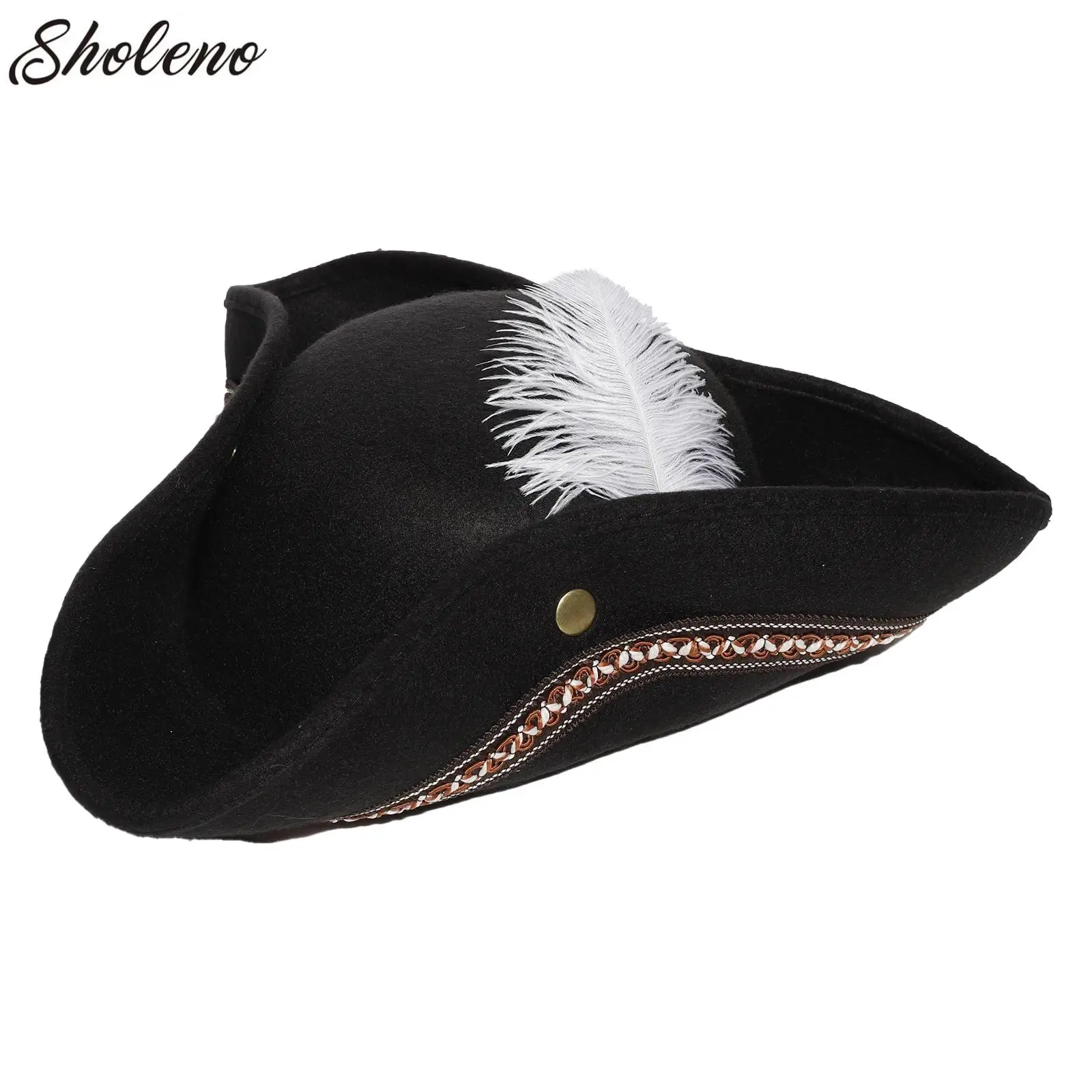 1Pc Unisex Wide Brim Pirate Hat Cap Braided Pirate Captain Costume Accessory Halloween Performance Cosplay Themed Party Supply