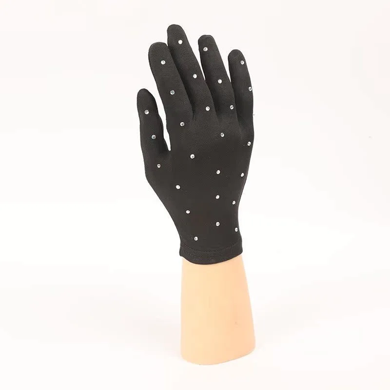 قفازات أداء التزلج على الجليد، قفازات الأطفال، قفازات أداء غير شفافة من حجر الراين للسيدات البالغات #4