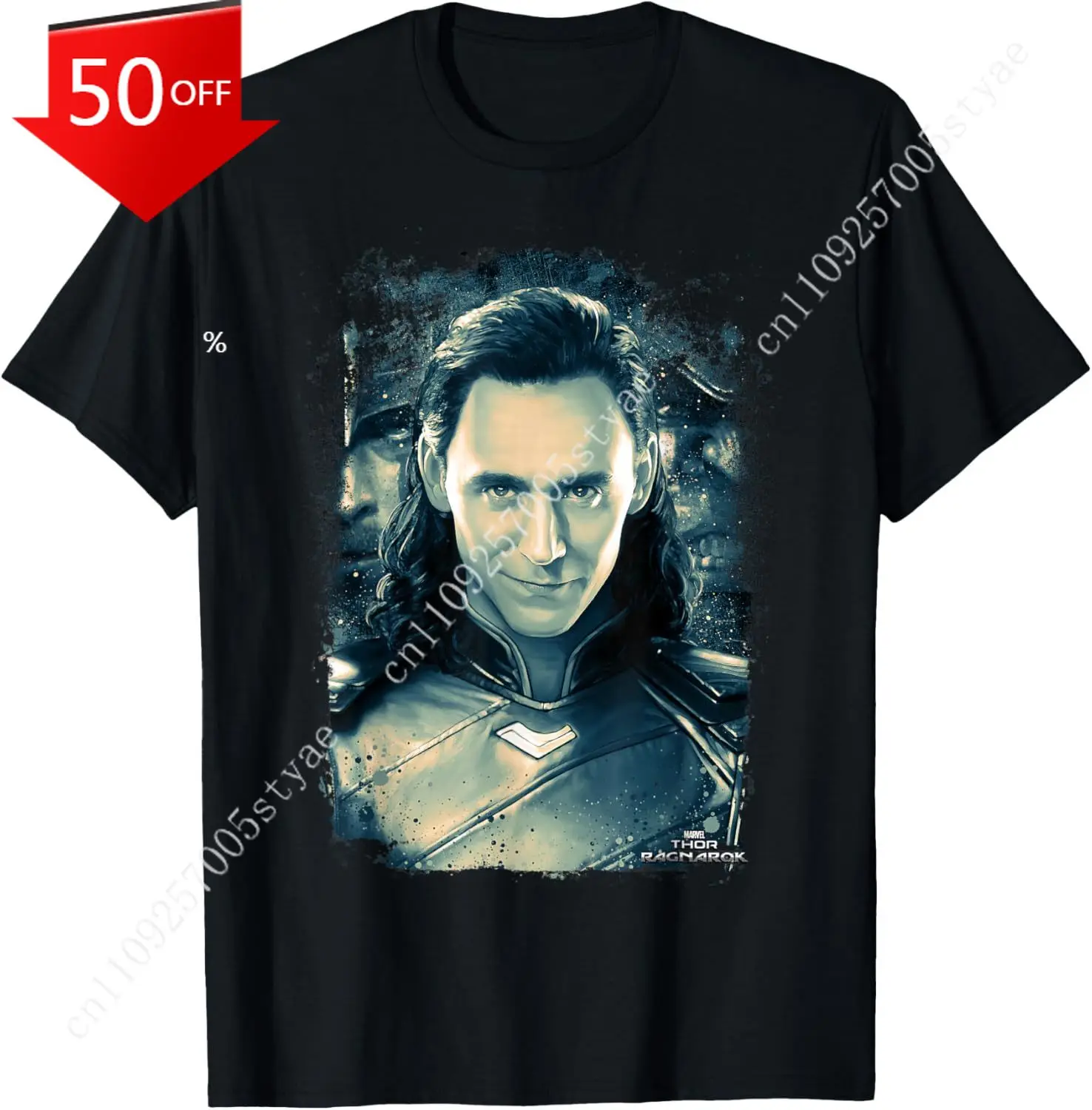 

Marvel Thor Ragnarok Loki Distressed Portrait Mens Womens T-Shirt