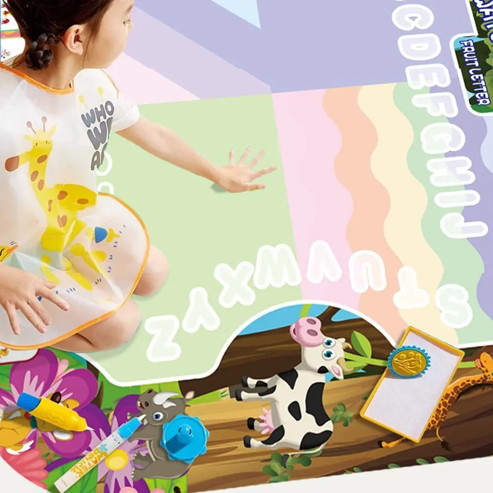 Creative Cartoon Water Doodle Mat 80*60cm Montessori Graffiti Blanket Multicolor Early Learning Water Painting Canvas Toy