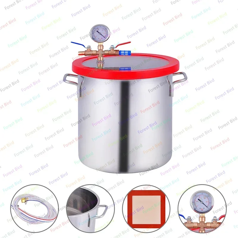 Degassing Chamber Vacuum Defoaming Barrel For Silicone Resin Adhesive 25x25CM Acrylic Lid 3 Gallon 12L Stainless Steel Vacuum