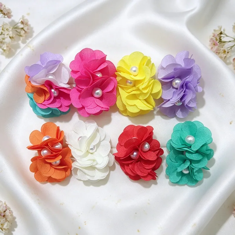 Dopamine Flower Pearl Clip-On-Ohrringe für Frauen, nicht durchstechende, schmerzfreie Ohrclips, Schmuckzubehör im Strandurlaubsstil – Detail 2
