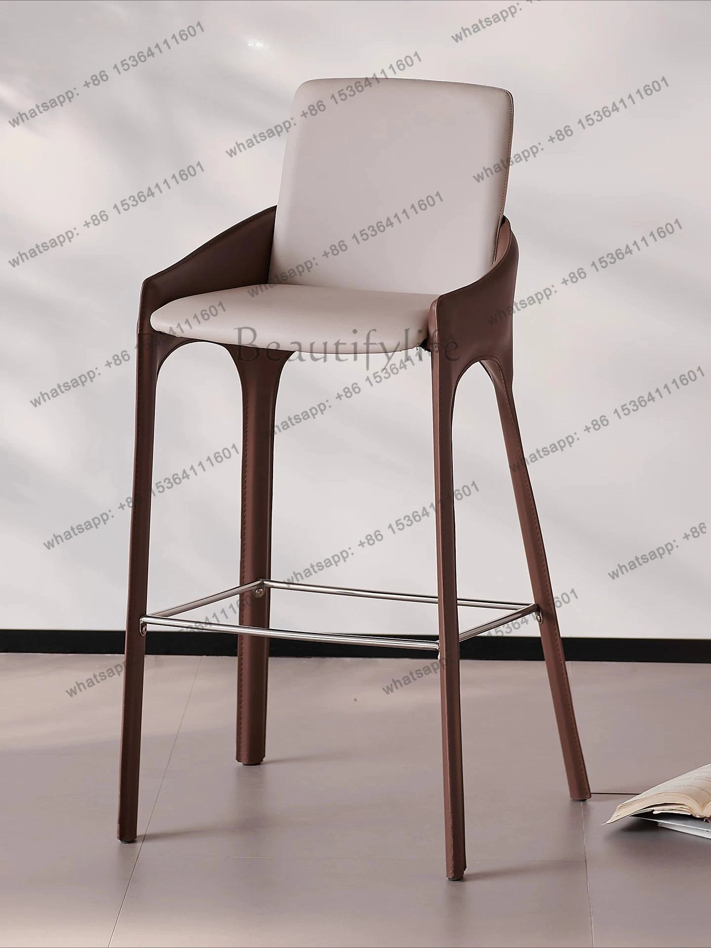 

8Italian modern minimalist designer bar chair stainless steel island living room creative high chair for home