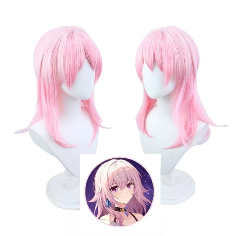 

Аниме Honkai: Star Rail 7 марта парик для косплея Розовый 50 см термостойкие синтетические волосы с розовой сеткой Хэллоуин Вечеринка