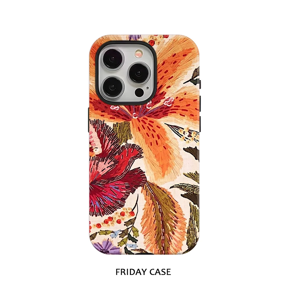 

Fashionable oil painting style flowers Phone Case for iPhone 17 16 15 14 13 12 11 7 8 Air Pro Max Luxury Double-layer Back Cover