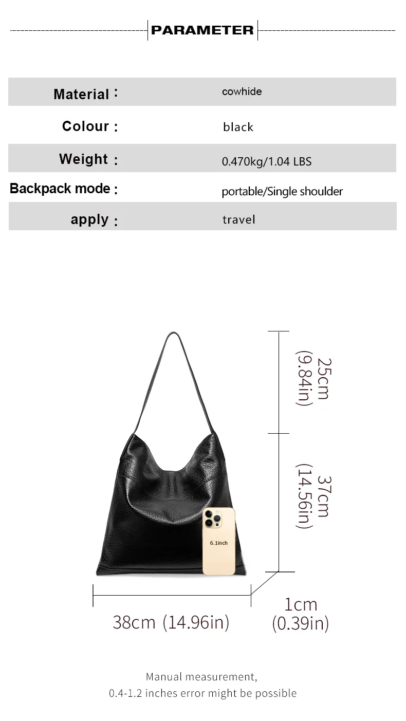 Damen-Schultertasche aus echtem Rindsleder mit Steinmuster, große Kapazität, Reise-Hobo-Unterarmtasche, stilvolle Freizeit-Handtasche – Detail 4
