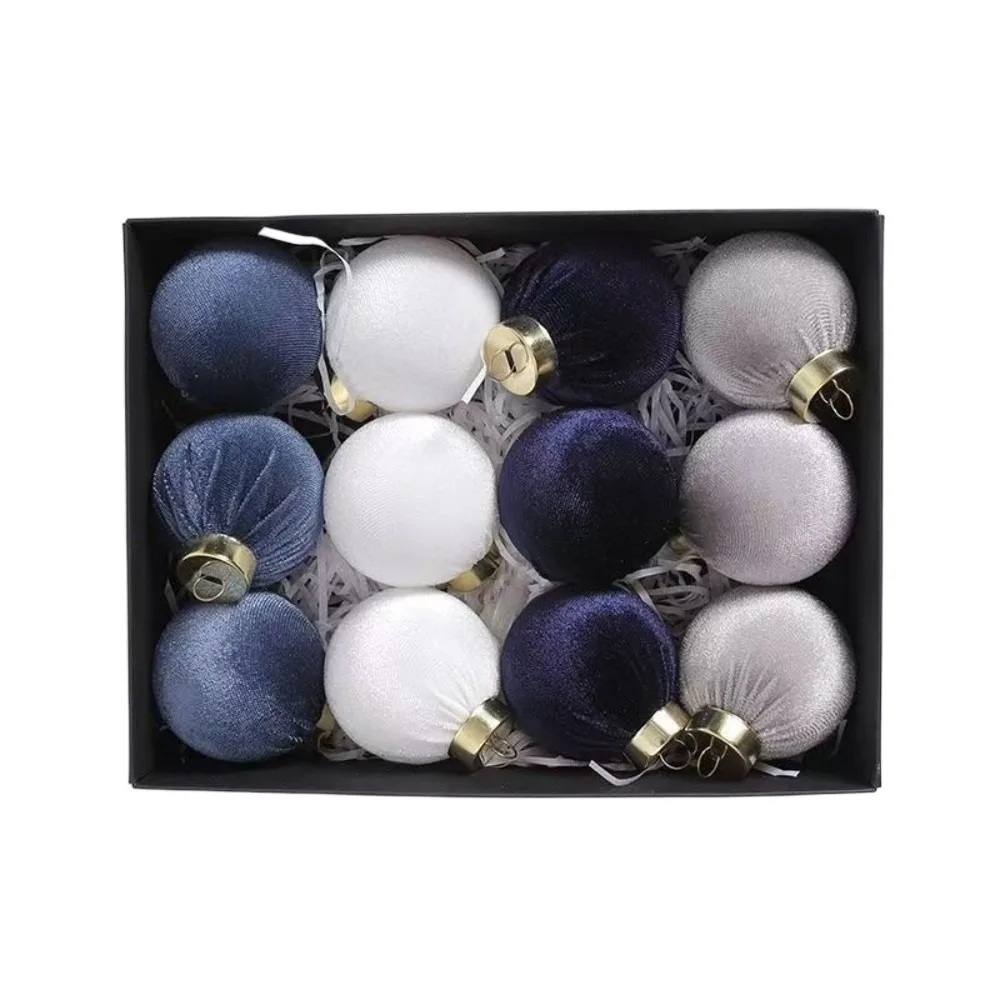 

12pcs/SET 6cm Velvet Christmas Balls Set Plastic Velvet Christmas Flocking Balls Pendant Festival Red Green