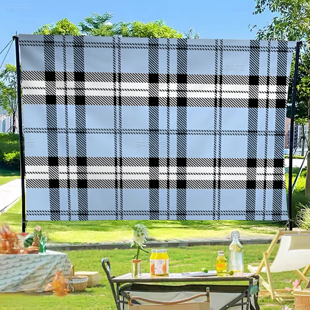 Modern Black Tartan High End Quality Banner Printing Artistic Atmosphere Style Camping Flag