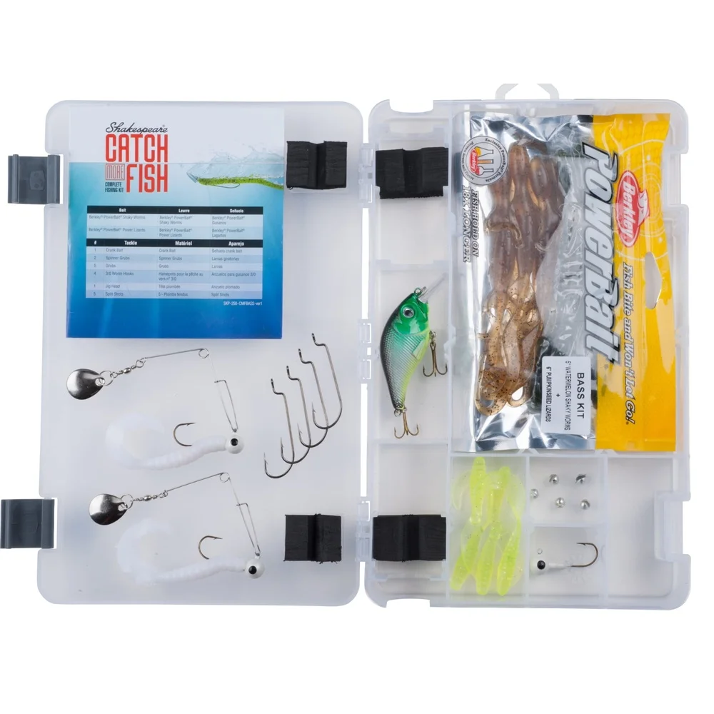 Kit de caja de aparejos de pesca de lubina con cebo, surtido de aparejos, guía de aparejo, bandeja duradera, equipo de pesca portátil