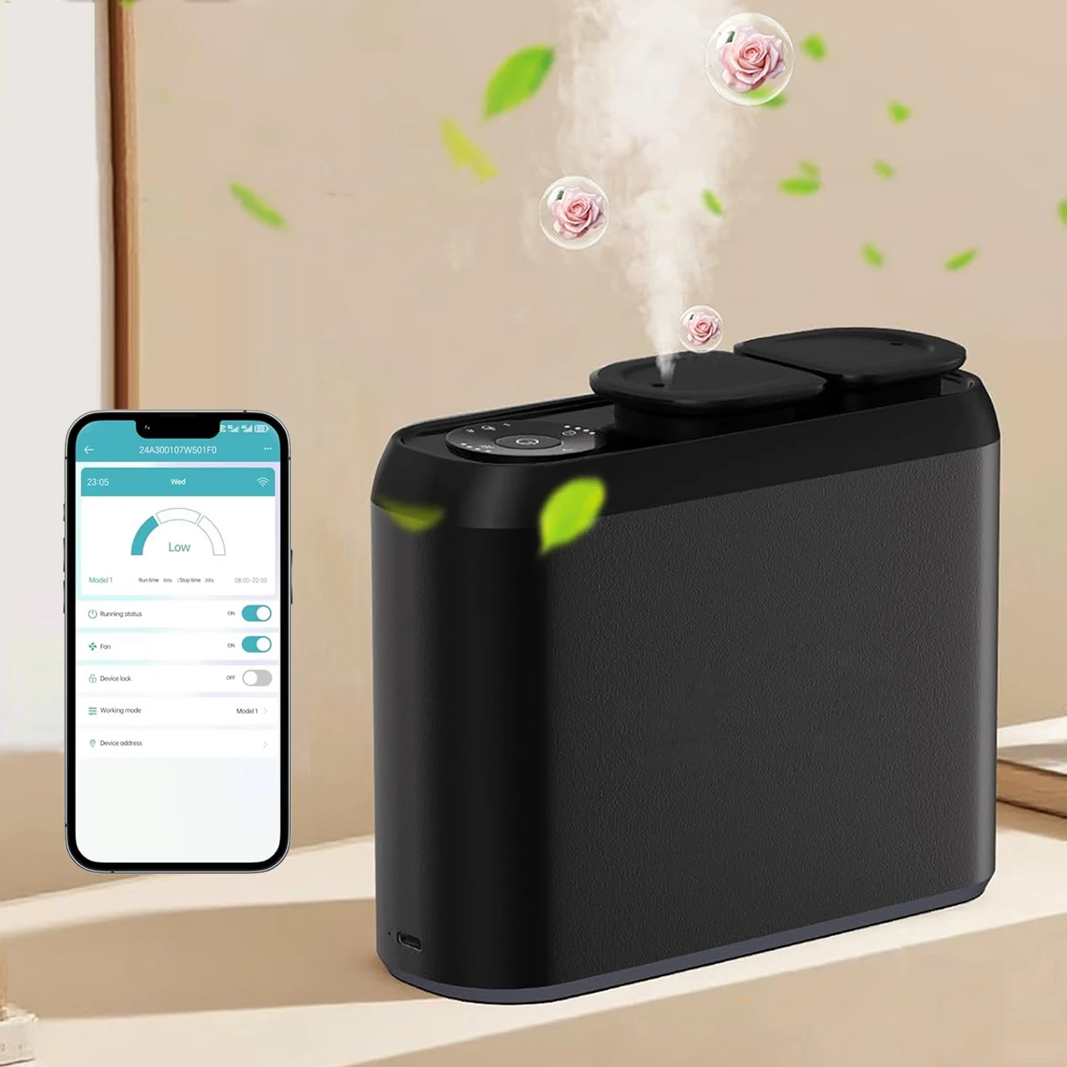 

Electric Smell For Home Dual Nozzle Aroma Diffuser Aluminum Smell Distributor Bluetooth Smart Essential Oil Diffuser No Water