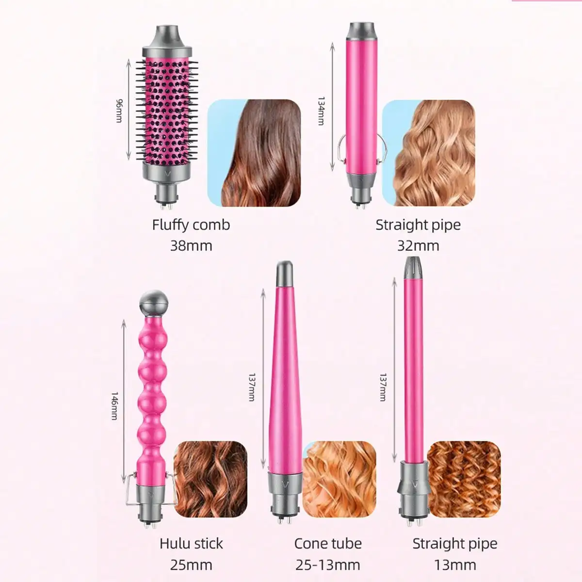 7 In 1 Interchangeable Hair Styling Curler For Men & Women, Home Dressing Table Dorm Travel Salon Hair Styling, Birthday Valentine Christmas Holiday Gift, Fast Heating Ionic Constant Temp Anti-Scald Create Multiple Hairstyles Wedding styling