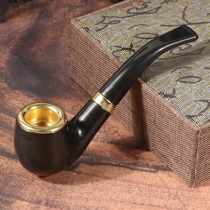 عالية الجودة الكلاسيكية خشب الأبنوس خشب متين أنبوب التبغ أنبوب التدخين عازمة مقبض صالح للهدايا للأب ، اكسسوارات السجائر