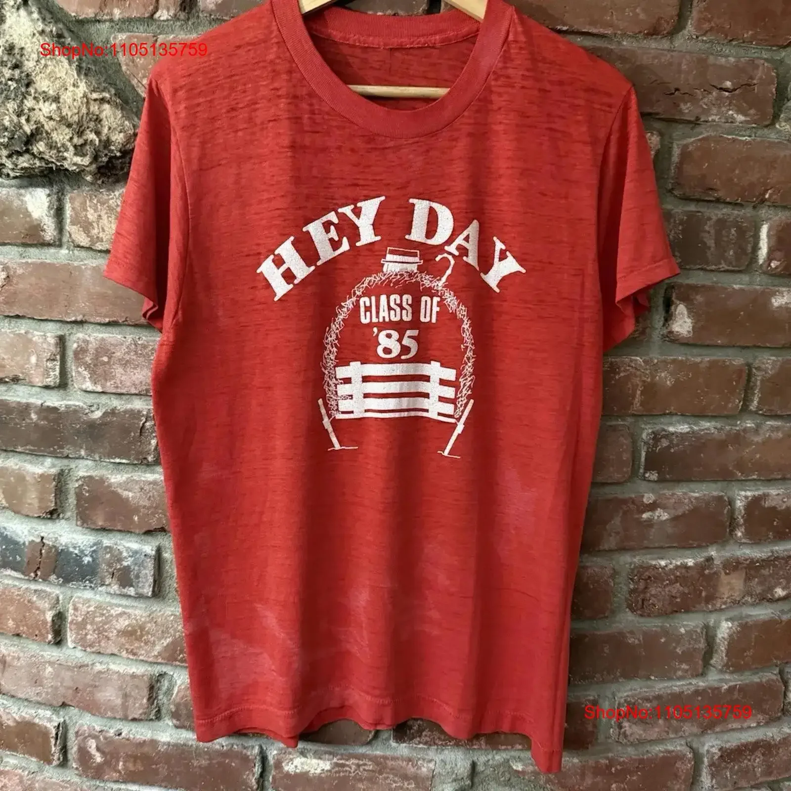 

Винтажная футболка с изображением Фейдера 80-х годов Hey Day Class Of 85, тонкая винтажная потертая футболка унисекс, дышащая уличная одежда, мягкая мода