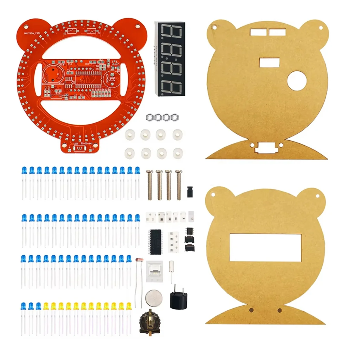 【24 Hours-Sale!】{DIY Electronic Clock LED Digital Tube Bear Clock Electronic Kit Microcontroller Soldering Kit Making Project