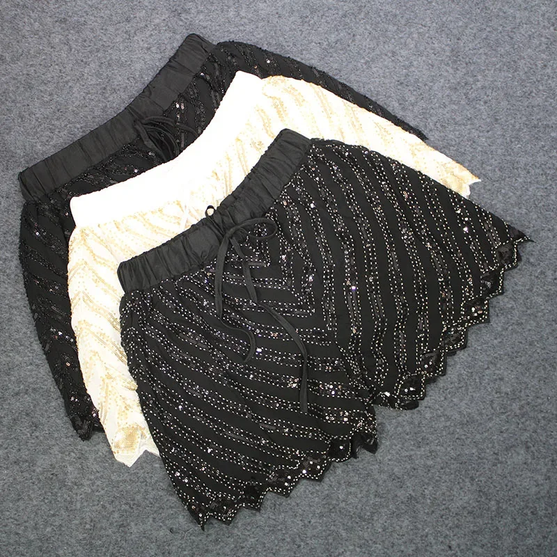 

women dancing show shorts woman bead work sequins shorts pants womans club shorts