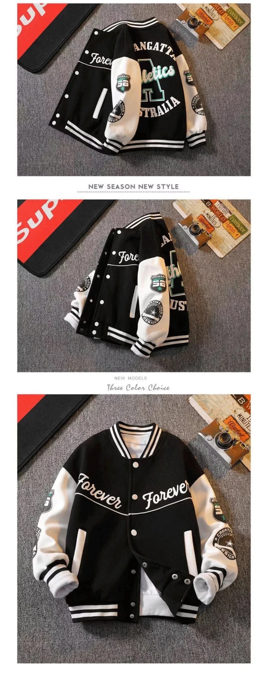 Jungen Baseball Uniform Jacken Für 3-14 Jahre Kinder Kleidung Für Teenager Jungen Sport Oberbekleidung Mantel Frühling Mode Sweatshirts – Detail 3