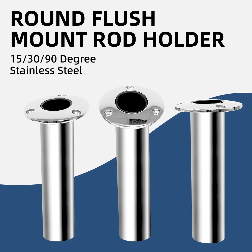 Marine Grade Stainless Steel Boat Fishing Rod Holder Flush Mount Round Rod Pod Heavy Duty 15/30/90 Degree Boat Accessories