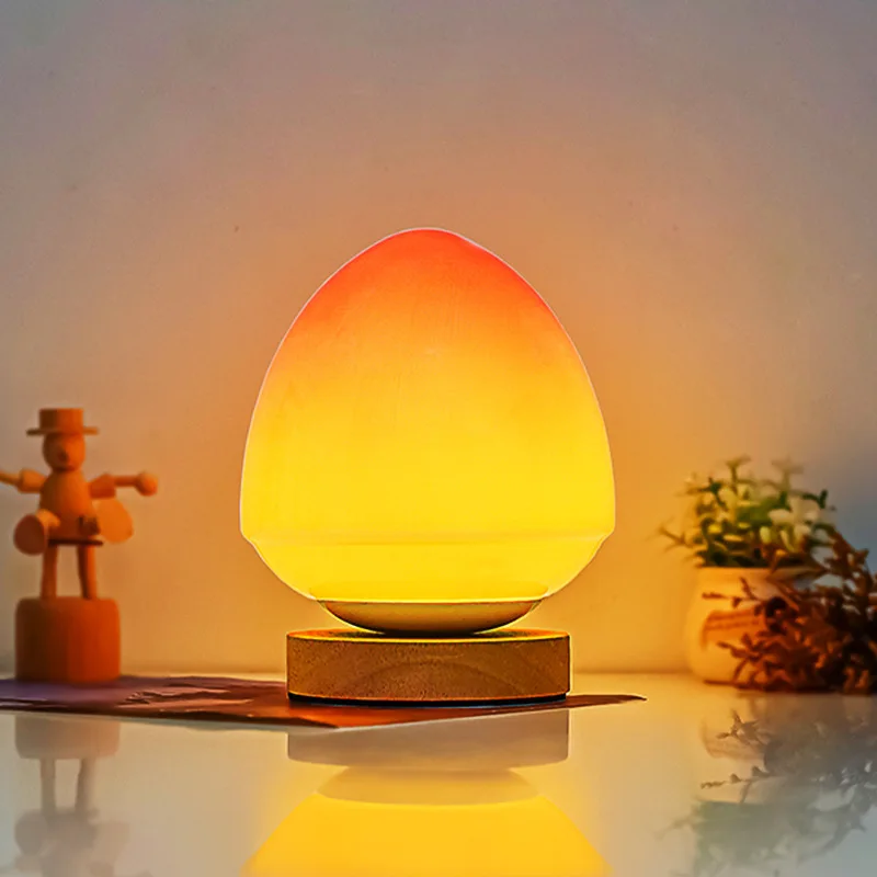 Creative Peach Night Light Sleep Eye Protection Solid Wood Glass Decoration Bedhead Atmosphere Light Gift Night Light