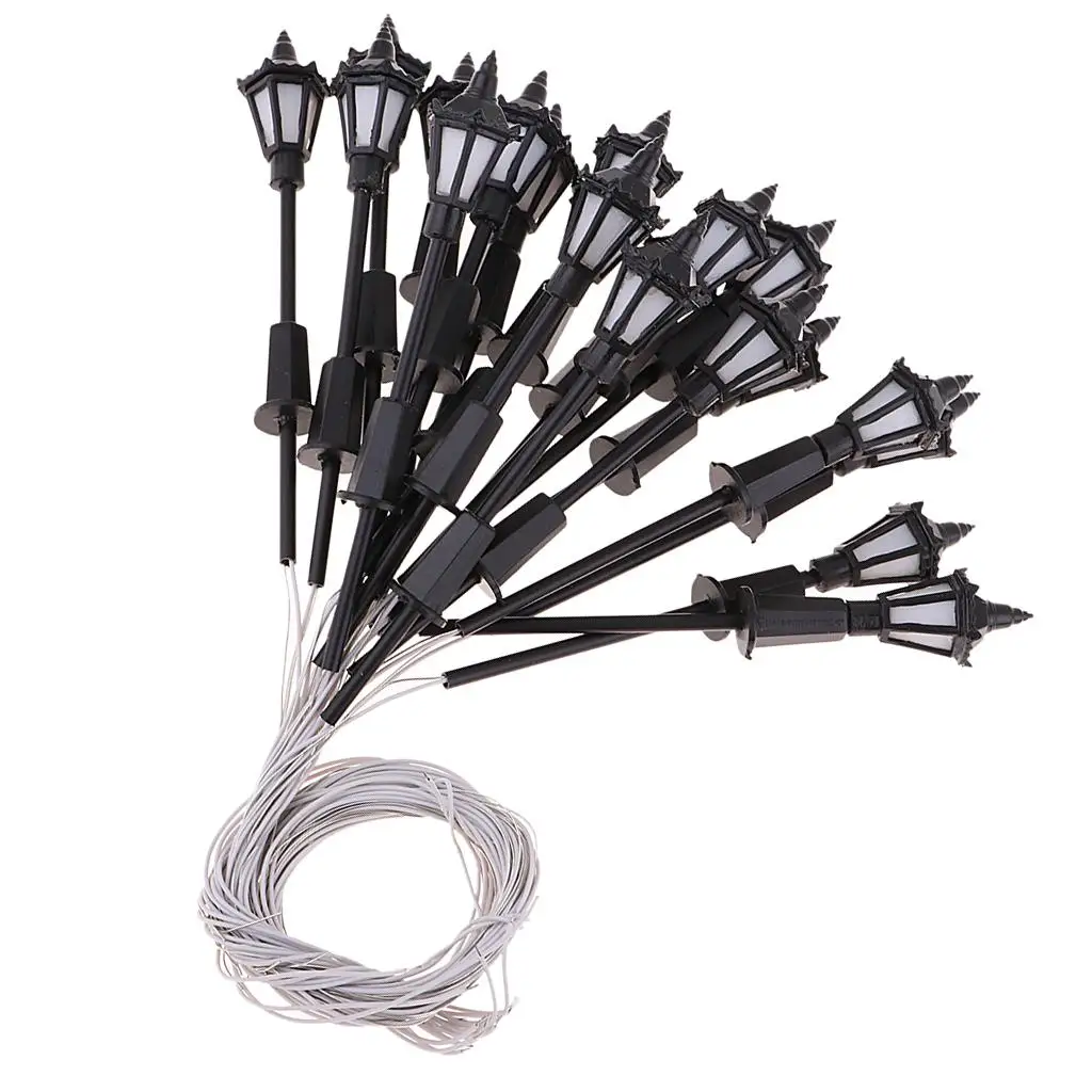 Luci in miniatura modello 20 pezzi Scala 0 Luci da giardino a LED Paesaggio stradale