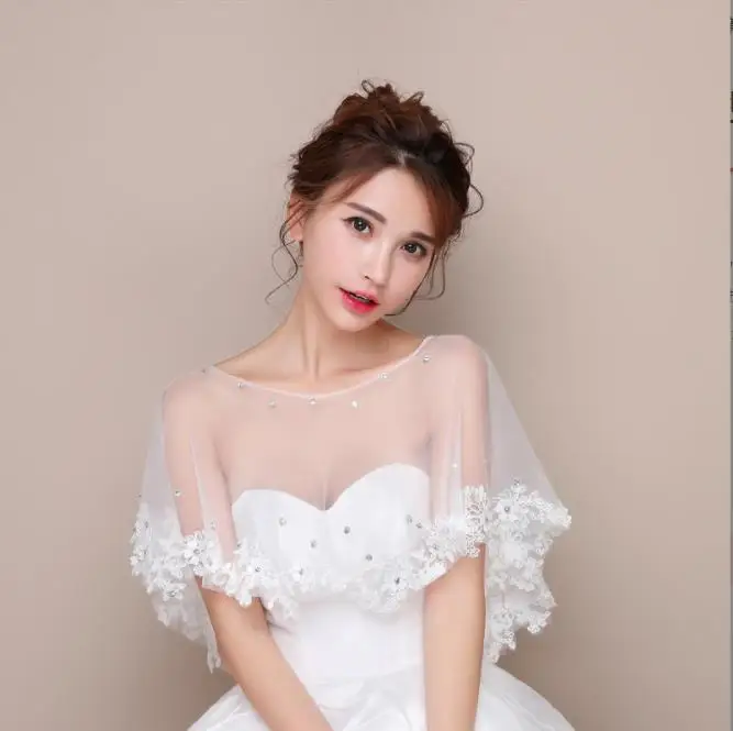 

Сексуальное белое женское болеро с кружевной сеткой, летняя свадебная шаль с цветочной вышивкой, свадебная куртка, элегантная накидка Mujer Mariage