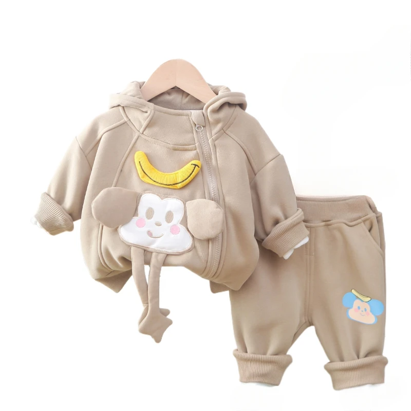 

New Winter Baby Clothes Children Boys Thick Hooded Jacket Pants 2Pcs/Sets Toddler Girls Clothing Infant Costume Kids Tracksuits