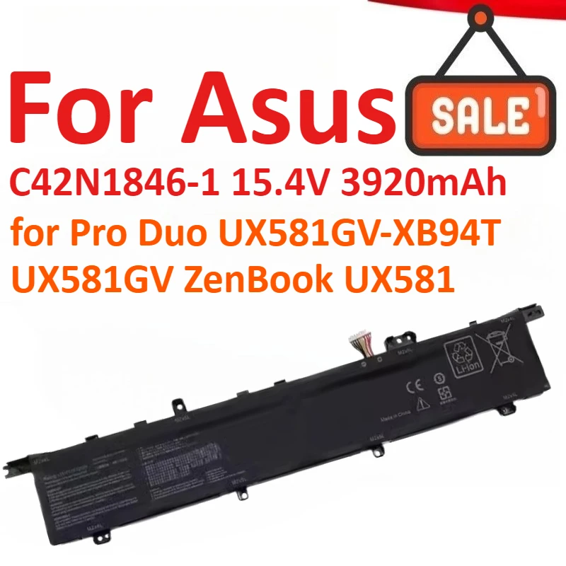

C42N1846-1 15.4V 3920mAh 62Wh Laptop Battery For Asus Pro Duo UX581GV-XB94T UX581GV ZenBook UX581 Rechargeable Battery