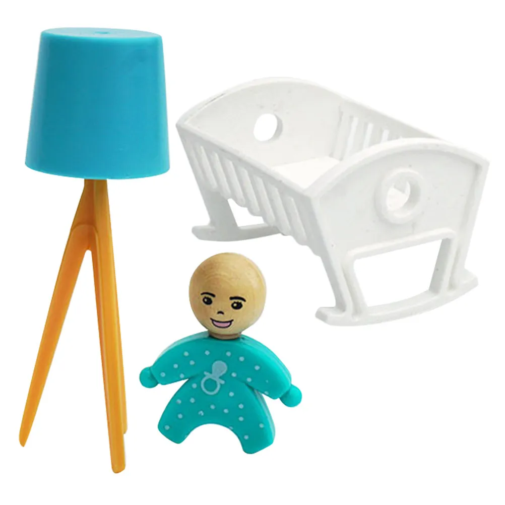 

1 Set Miniature Crib Fine Craft Material Mini House Bedroom Decoration Miniature Furniture Ornament Floor Lamp House Accessories