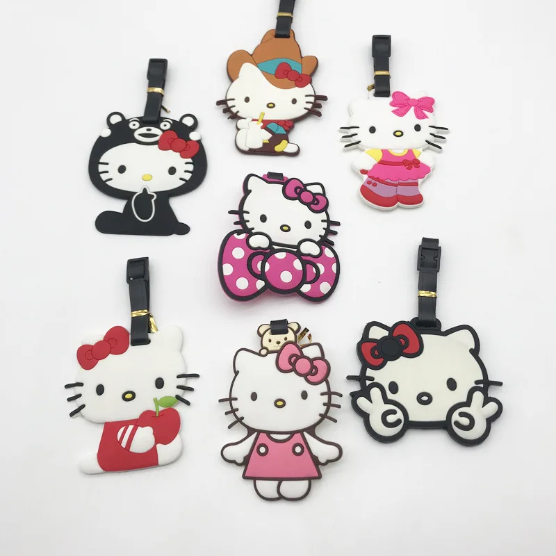 Cute Hello Kitty Peripheral Luggage Label Anime Suitcase Id Address Holder Baggage Boarding Portable Accessories Girls Present