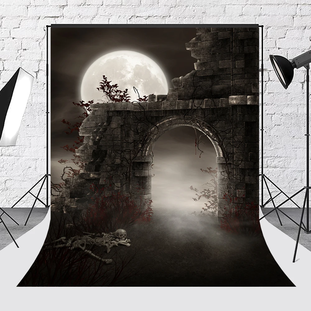 Bonvvie Halloween Backdrop Night Moon Magic Castle Forest Door Children Photography Background Photocall Photo Studio Photophone