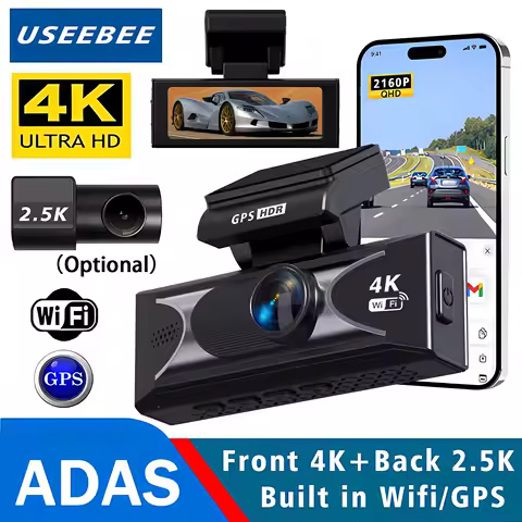 Ultra HD 4K+2.5K Car Front Dash Cam Mini WIFI DVR Black Box Room With 24H Parking Monitor Night Vision,GPS/Rear View Camera