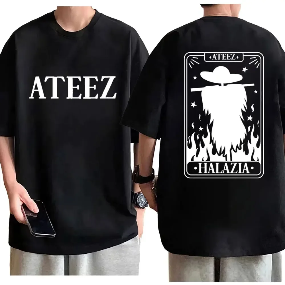 Limited Edition Ateez Halazia Tarot Card Graphic T Shirts Men Women Harajuku Kpop T-shirt Fashion Vintage Short Sleeve T-shirts