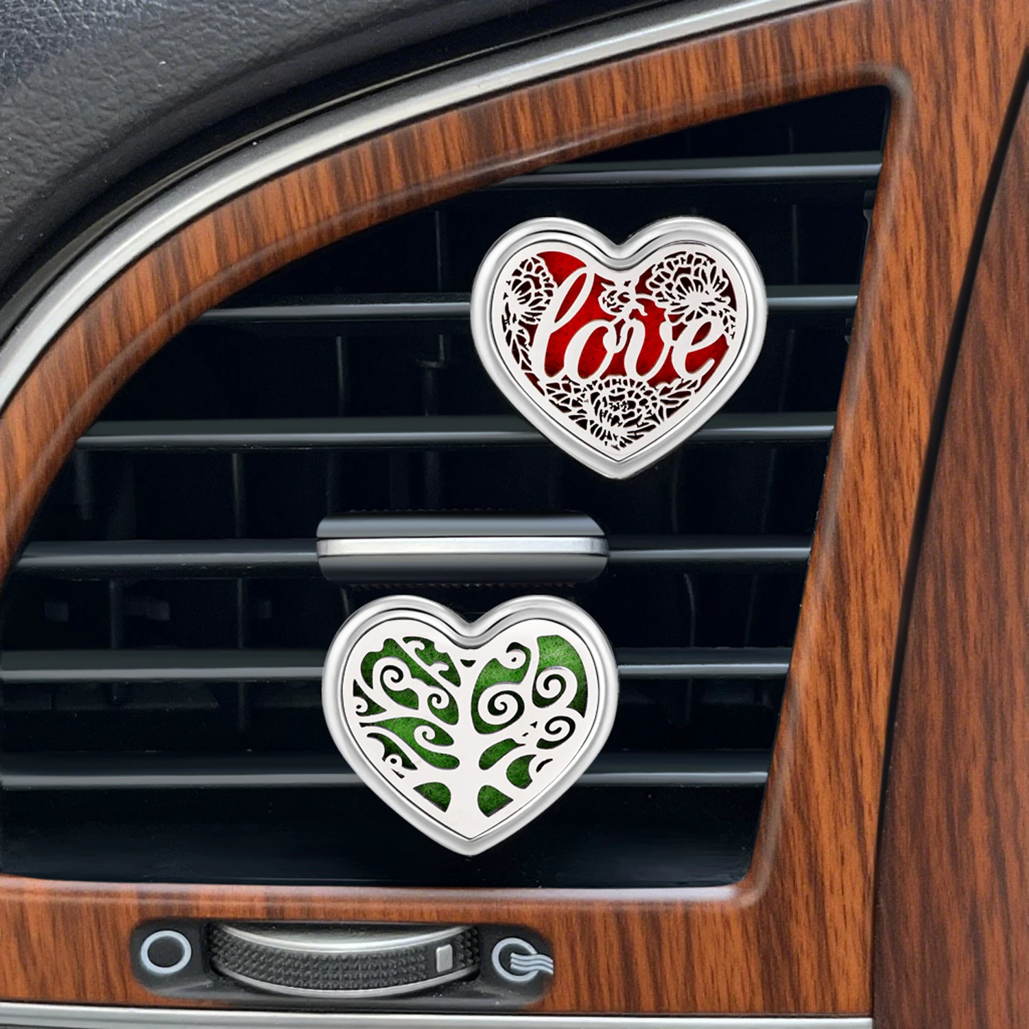 

Alloys Stainless Steel Waves Car Vent Clip Air Freshener Essential Perfume Oil Diffuser Locket Jewelry Packaging Display 25mm