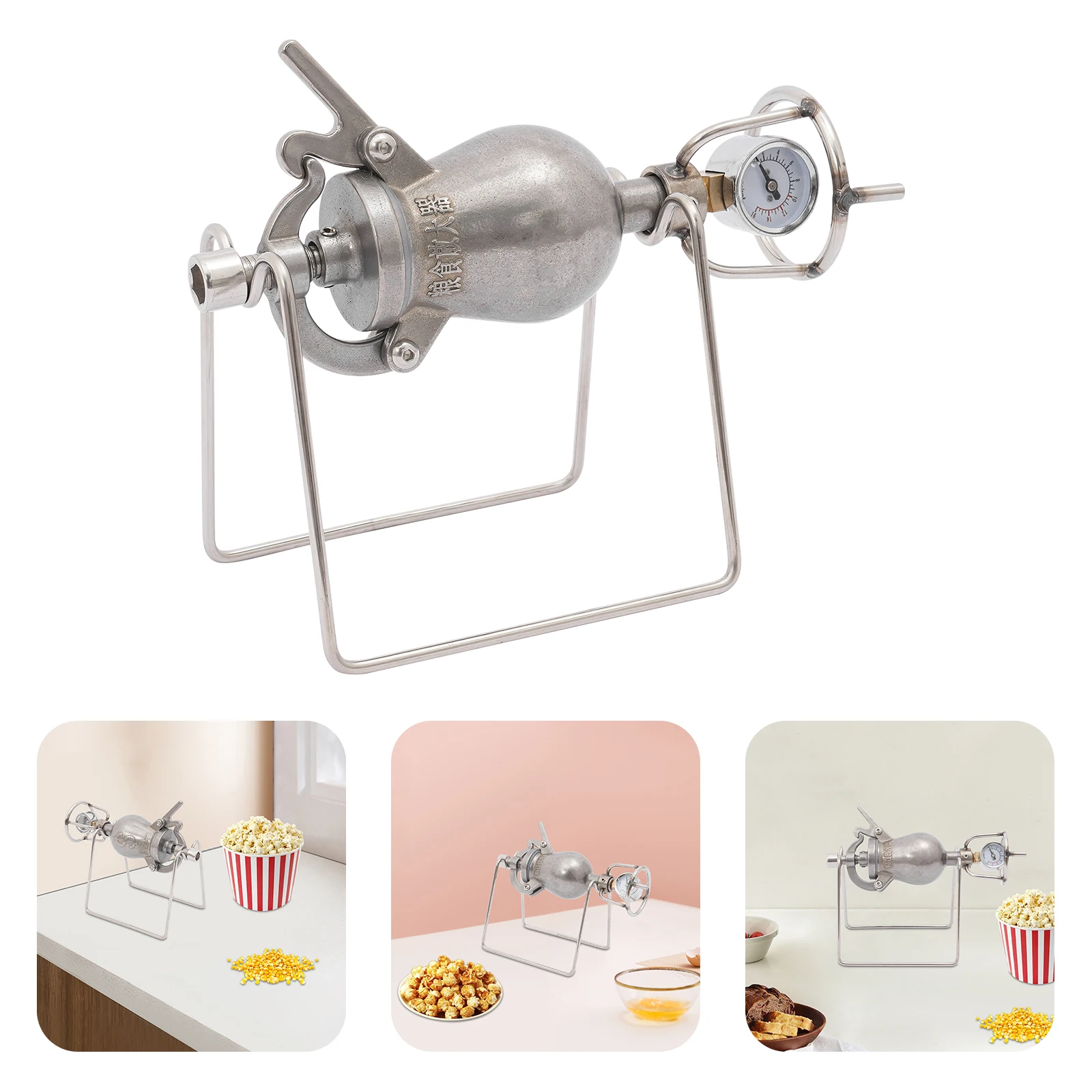 

Mini Hand Stainless Steel Popcorn Maker,Silver Freestanding Popcorn Maker 23*13*16cm for Movie Nights,Family Gatherings